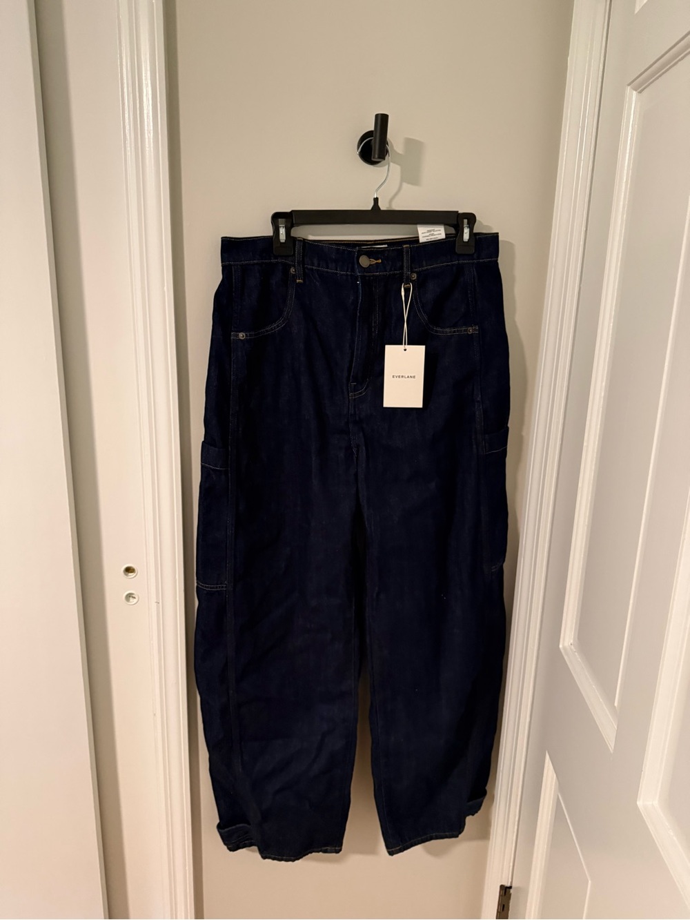 NWT Everlane High-Rise Dark Blue Utility Gardener Barrel Jeans